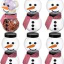 12 Pcs Plastic Candy Jars for Christmas Party Favors Snowman Christmas Candy Jars with Lids Clear Xmas Cookie Jar Container Chocolate Storage Jar with Stickers, Ribbon for Marshmallow Gift