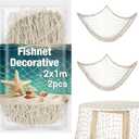 Sukh 2PCS Fish Net Decorative - Fish Net Decorations Decorative Netting Nautical Fishnet Table Runner Nets Netting Fishnet Ocean Party Rope Decoration