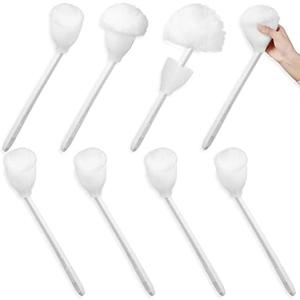 Eaasty Toilet Bowl Mop Toilet Bowl Brush White Soft Swab Bathroom Brush with Holder Long Handle Cleaning Scrubber Bathroom Accessories(8 Pcs)