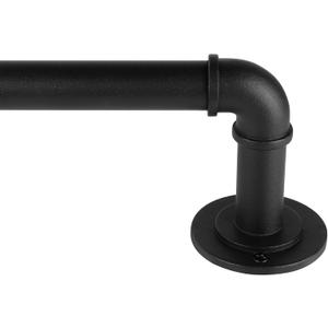 Industrial Curtain Rods for Windows 48 to 84 Inches, Blackout Wrap Around Curtain Rod, for Indoor and Outdoor, 7/8 Inch Diameter, 35 to 75 Inches, Black