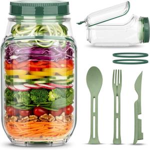 On The Go Salad Jar with Side Opening - Leakproof Salad Container for Lunch