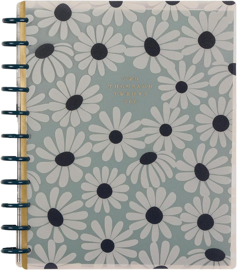 Happy Planner Disc-Bound Planner Jan.Dec. 2026, Includes 3 Extra Months and 2 Sticker Sheets, Big Size, 8.5" x 11", Horizontal Layout, Green Garden