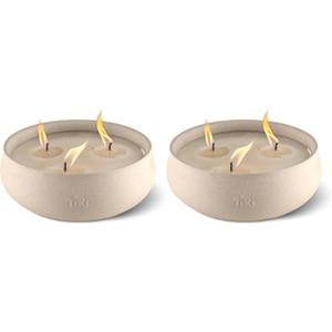 TIKI Citronella Candle 2-Pack – 7-Inch White Wax Bowl with Concrete Finish – Outdoor Decorative Candles for Patio, Deck, Garden, Backyard & Camping
