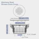 Brushed No Caulk Shower Drain, Hidrop PVC Compression Shower Floor Drain with 4-1/4" Stainless Steel Round Grid Strainer Cover, Brushed Nickel
