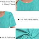 VISLILY Womens-Plus-Size-Summer-Tops Trendy Puff Short Sleeve T Shirts Cute Flowy Pleated Blouses Casual Crewneck Tunics Tee (XXL)