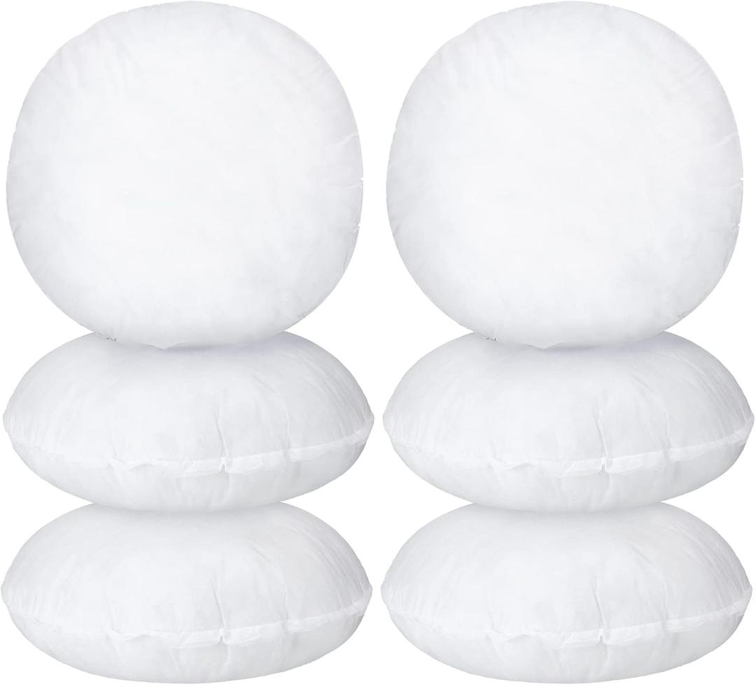 Tatuo 6 Pcs Round Pillow Insert Bulk White Decorative Throw Pillows Insert for Sofa, Cushion and Bed (16 Inch)