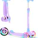 BELEEV Scooters for Kids 3 Wheel Kick Scooter for Toddlers Girls Boys, 4 Adjustable Height, Lean to Steer, Light up Wheels, Extra-Wide Deck, Easy to Assemble for Children Ages 3-12 (Rose Pink) (Blue Purple)