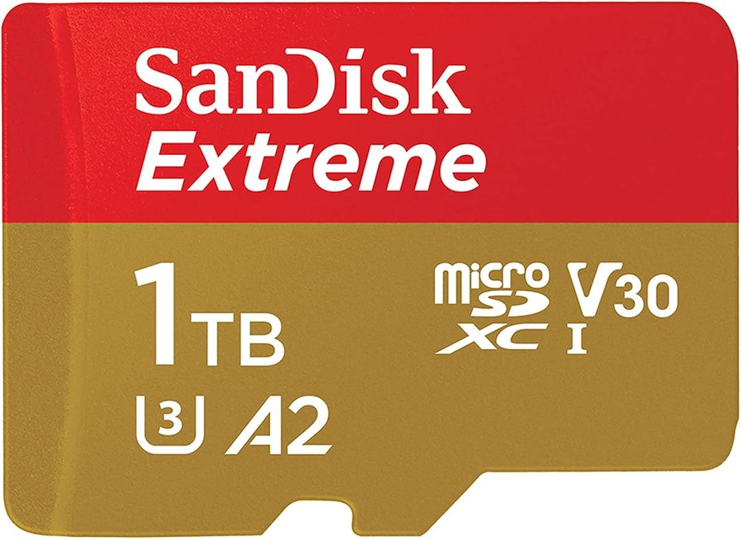SANDISK 1TB Extreme microSDXC UHS-I Memory Card with Adapter - C10, U3, V30, 4K, 5K, A2, Micro SD Card- SDSQXAV-1T00-GN6MA