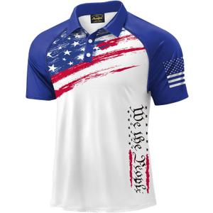 Mainfini Men's Short Sleeve Golf Shirts UPF 50+ Raglan Patriotic American Graphic Polo Shirt (XL)