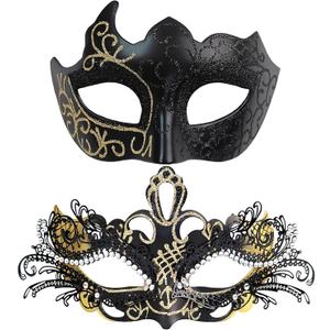 Masquerade Mask for Couples, Mardi Gras Mask for Women & Men