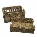 2 Pack Wicker Storage Basket,  Baskets for Organizing, Wicker Baskets with Handle, Rectangular Woven Basket for Storage Shelves, Cube Storage Bins for Closet/Clothes/Dresser, Natural, Assorted