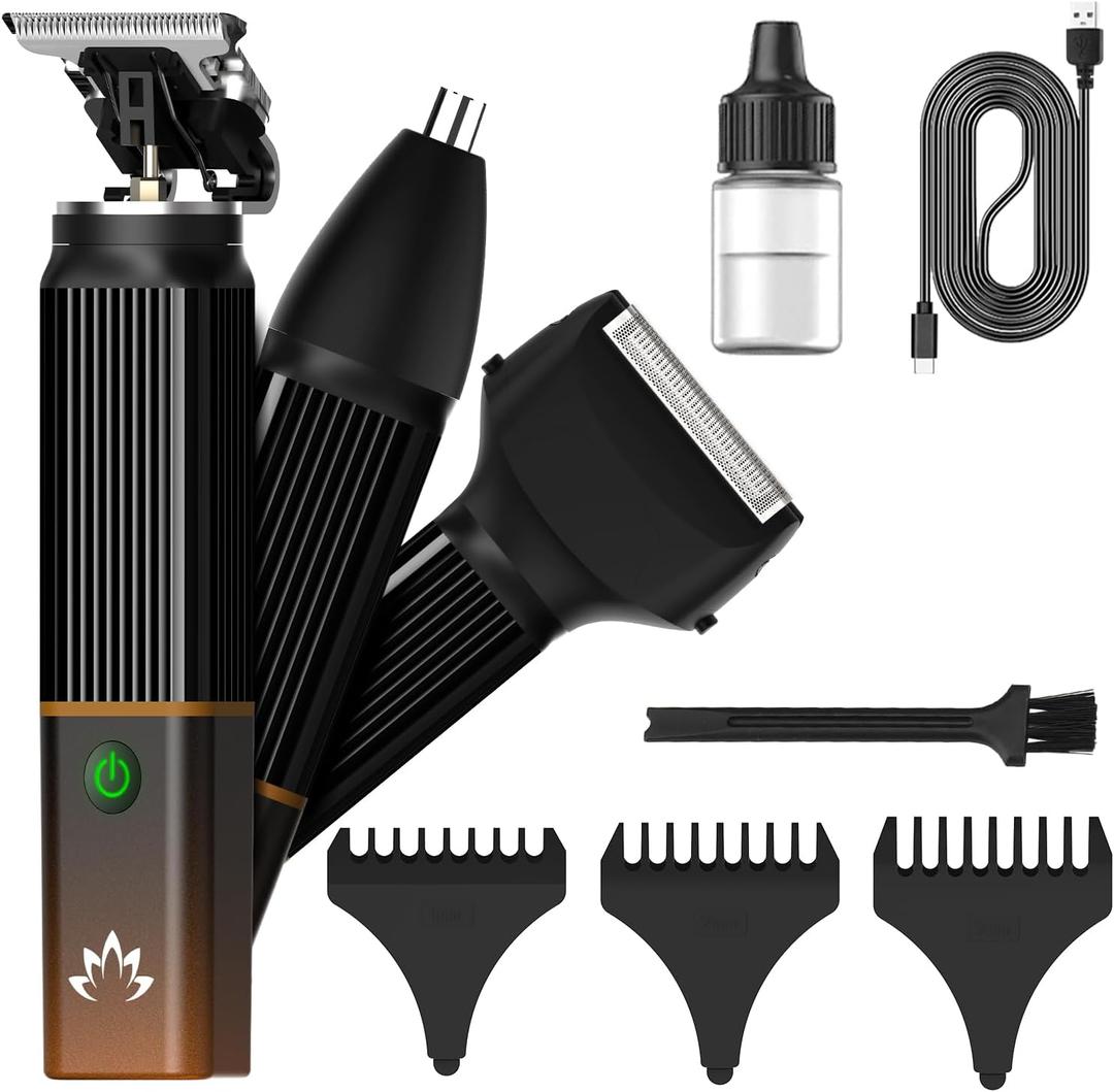 Lanumi 3-in-1 Beard Trimmer Kit for Men - Rechargeable Electric Hair Trimmer with Nose Hair Trimmer & Shaver - Cordless Grooming Set for Beard, Mustache, Body Hair - Mens Gift