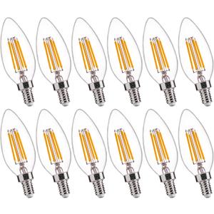 FLSNT B11 E12 LED Candelabra Bulbs 60W Equivalent, Dimmable LED Candle Light Bulbs, 2700K Soft White (Warm Light), Pack of 12