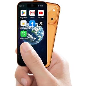4G Unlocked Mini Smartphone 3GB+32GB,3.88" HD Touch Screen,Android 12,Dual SIM, Face ID,GPS, Quad-Core,1950mAh Battery,Compact Pocket Small Phone for Kids Students Backup Mobile Phone Orange