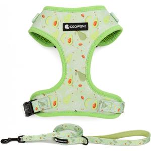 Dog Harness and Leash Set, Adjustable Dog Harness, Dog Leash, No Pull No Choke Puppy Harnesses for Walking Training for Small Medium Pet (XS(Chest 9.9 - 13.5", Neck 7.8 - 10.2"), Avocado)