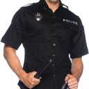 Leg Avenue Men's 4 Pc Cuff 'Em Cop Costume with Shirt, Cuffs, Hat, Toy Baton (X-Large)