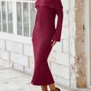 Saodimallsu Womens Off Shoulder Maxi Sweater Dress Long Sleeve Bodycon Sexy Elegant Club Party Knit Dresses (Red, L)