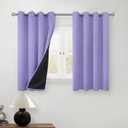 BGment Short 100% Blackout Curtains for Bedroom, Thermal Insulated Energy Efficiency Noise Reducing Grommet Curtains 45 Inch Length with Liner for Small Window 2 Panels Each 52 Inch Wide, Lavender