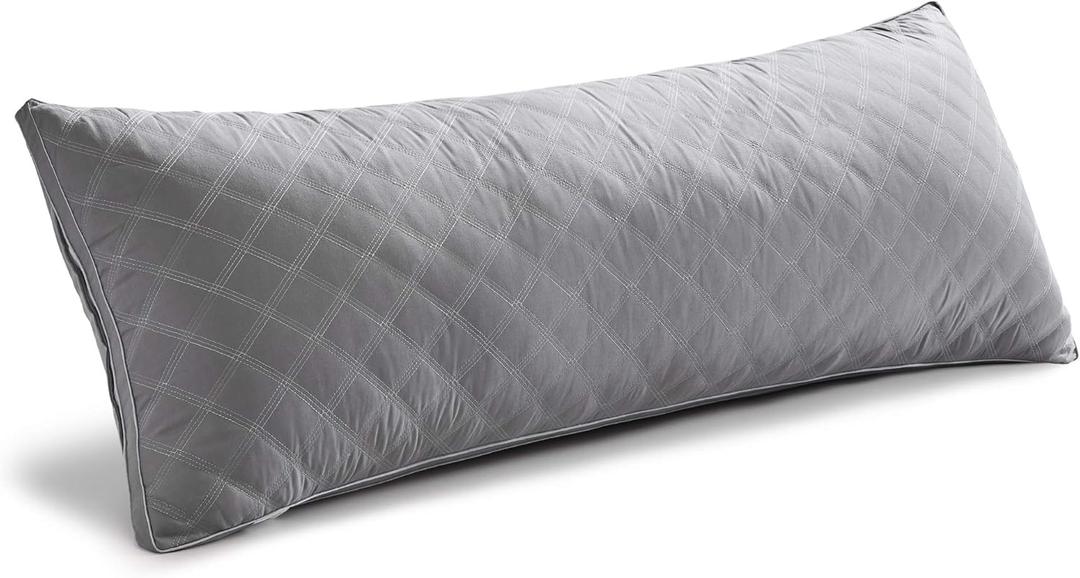 Oubonun Premium Adjustable Loft Quilted Body Pillows - Firm and Fluffy Pillow - Quality Plush Pillow - Down Alternative Pillow - Head Support Pillow - 21"x54" (Gray-gray Side)