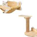 Cat Window Hammock Bed 4pcs/Set Cat Window Perch for Indoor Cats Seat with Two Shelves and One Scratching Post Sunction Cup Mounted