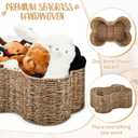 Maxcheck 2 Pcs Dog Toy Basket Bone Shaped Dog Toy Box Bin Handmade Wicker Bone Shaped Basket for Pet Storage Organizer, 2 Sizes 16. 1 x 12. 2 x 7. 1 Inch, 14. 2 x 10. 2 x 6. 3 Inch