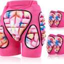 Lewtemi 3 Set Protective 3D Padded Hip EVA Short Pants Knee Pads Elbow Set Winter Protection Hip Pads Thick Non Slip Knee Sleeve Elbow Guard for Men Women Kid Ski Ice Skating (Small, Pink)