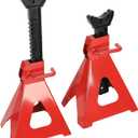 6 Ton (12,000 LBS) Automotive Jack Stands, Heavy Duty Steel Car Lifting Stand for Garages, Repair Shops, Adjustable Height 14.6"- 24", Red, 1 Pair