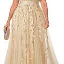 Pinup Fashion Plus Size Formal Dresses - Evening Gowns Wedding Sequin Embroidery V-Neck Prom Long Dress