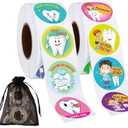 Airgoesin Dental Stickers Assortment - 2 Rolls Includes 1000pcs in 16 Designs Tooth Styles Dental Themed Stickers - Dental Reward, Prizes and Giveaways, Party Favors - Fun Craft Tool
