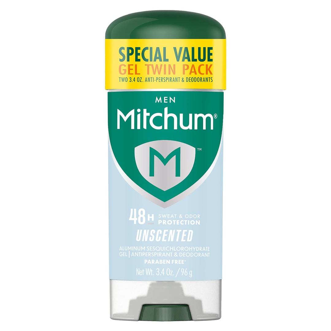 Mitchum Men's Deodorant, Antiperspirant, Triple Odor Defense Gel Stick, 48 Hr Protection, Dermatologist Tested, Alcohol Free, Unscented, 3.4 Oz (Pack of 1) Mitchum Men's Deodorant, Antiperspirant, Triple Odor Defense Gel Stick, 48 Hr Protection, Dermatologist Tested, Alcohol Free, Unscented, 3.4 Oz (Pack of 1)