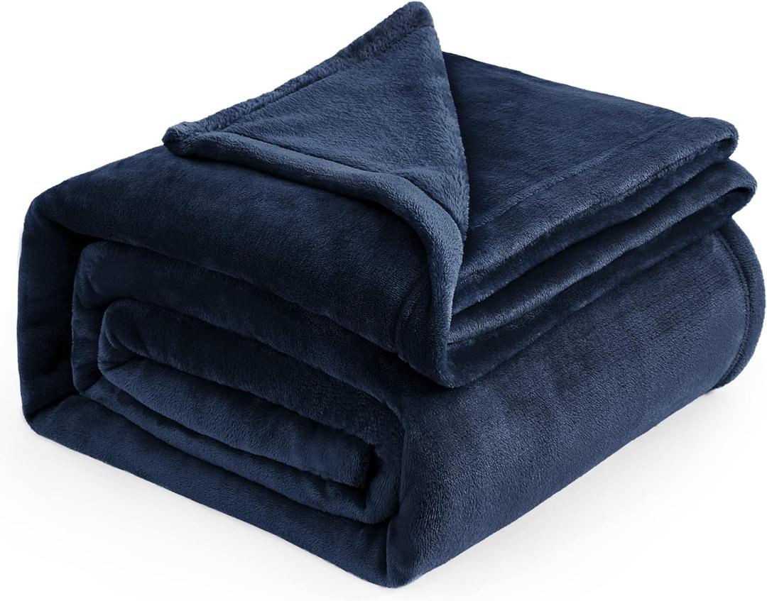 Bedsure GentleSoft Navy Blue Fleece Blankets King Size - Bed Blanket Soft Lightweight Plush Cozy Fuzzy Luxury Microfiber, 108x90 inches
