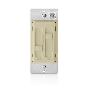 Leviton SureSlide Ceiling Fan Control and Dimmer Switch for LED, Halogen and Incandescent Bulbs, 66DF-10I, Ivory