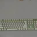 Typewriter Style Mechanical Gaming Keyboard White LED Backlit 104-Key NKRO Pink Switches Retro Round Keycaps Golden Ring Volume Knob Metal Panel Wired USB-C Detachable Cable, Matcha Green