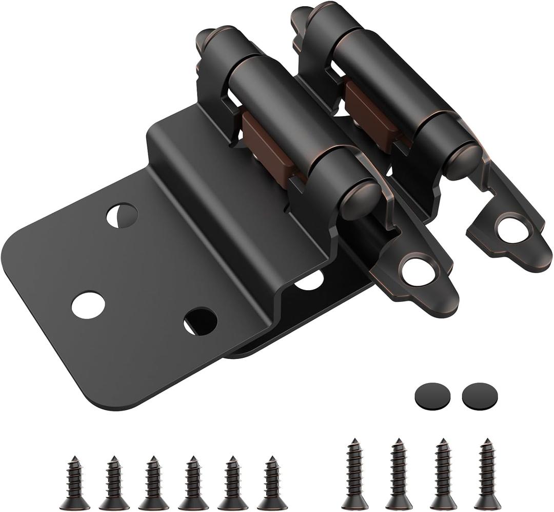 Chibery 3/8 Inch Inset Cabinet Hinges, 25 Pairs(50 Pack) Self Closing Flush Face Mount Hinges with Door Bumper, Variable Decorative Hardware for Bathroom, Furniture, Kitchen Cabinet, Oil Rubbed Bronze