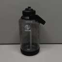 Takeya Tritan Motivational Water Bottle with Flip Straw Lid - Durable, BPA-Free - With Time Marker - Leakproof & Bumper - 64 oz, Stormy Black