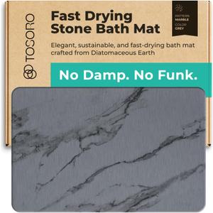 TOSORO - Stone Bath Mat Diatomaceous Earth Shower Mat Non-Slip Super Absorbent Diatomite Stone Bath Mats for Bathroom Floor Quick Drying Natural Easy to Clean (23.5 x 15) - Graphite