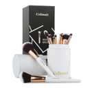 Makeup Brushes Set 12 Pcs Professional & Beginner Friendly, Soft Synthetic Make Up Brush Bristles for Face Eyeshadow, Easy to Clean with Case, Ergonomic Wooden Handle, Gift for Women (Dark White)