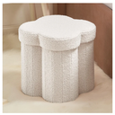 Ornavo Home White Boucle Storage Ottoman Cube – Flower-Shaped Footstool with Hidden Storage, Faux Teddy Fur Foot Rest for Living Room, Bedroom & Dorm, 12" Inch