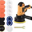 Buffer Polisher, Weytoll 700W 5 Inch Car Detailing Polisher, Waxing Machine with Auxiliary Handle Sponge Wool Cap Pad, 600-3700RPM Variable Polisher for Floors Furniture Ceramics Jade etc.