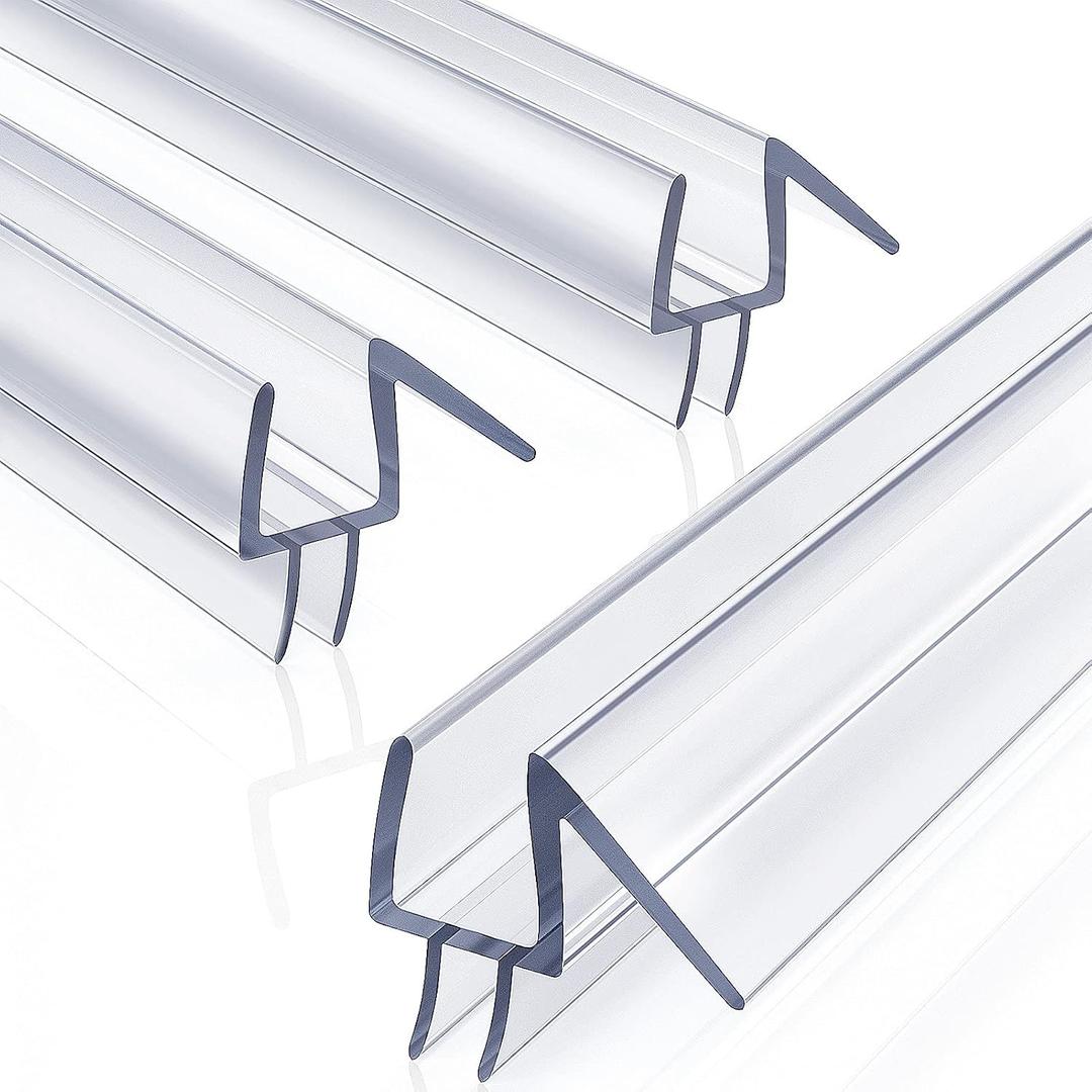 Yecaye 3 Pack 3/8" x 39" Shower Door Bottom Seal,Shower Door Sweep,Frameless Glass Seal Strip,Stop Leaks and Create a Water Barrier, Water Guard 10MM