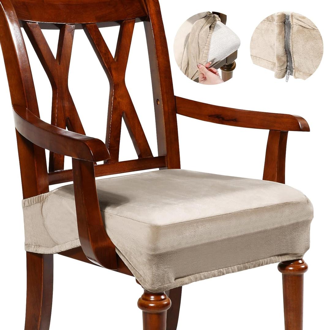 Havawish Large Dining Room Chair Seat Covers with Armrest Dining Chair Slip Covers Protectors(1 Pc,Taupe)