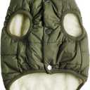 2 Layers Fleece Lined Warm Dog Jacket for Puppy Winter Cold Weather,Soft Windproof Small Dog Coat,Green XS