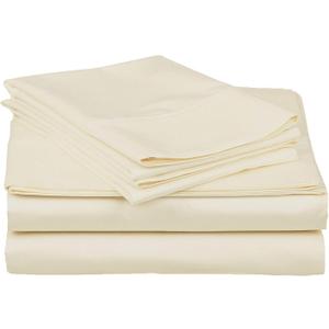 Calico Homes 4 Piece Sheet Set Solid 100% Cotton 400 Thread Count 15 Inch Deep Pocket (King, Ivory)