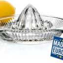 Crystalia Lemon Squeezer, Small Citrus Juicer, Extractor Manual Hand with Handle and Pour Spout, Lead-Free Heavyweight Crystal Clear Glass