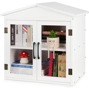 Outdoor Library Outdoor Book Box Storage Small Wooden Cabinet Little Literature Box for Neighborhoods Community and Schools Sharing Books, Flyers, Newspapers, Food and Art (E)