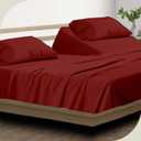 4 Piece Split Head Flex Queen Sheet Set for Sleep Number Bed, Ultra Soft Microfiber Sheets, 32" Down Fitted Cover Fits 15" Deep Pocket Mattress, 60" x 80", Burgundy Solid