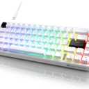 X82 Wired Gaming Keyboard with Volume Knob,60% Mechanical Keyboard Gasket Mount RGB Backlit with Software,Mini Keyboards with 66 Keys Hot Swappable Red Switch,Translucent Characters White