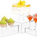 3 Pack Acrylic Cube Risers Acrylic Boxes for Food Buffet Risers Decorative Stands 6IN To 10IN with Hollow Bottoms 3 Sizes for Party Catering Dessert