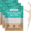 Biodegradable Dental Floss Picks 300 Count, Vegan Plant Based Handle,Eco Friendly Tooth Flossers Toothpick Soft Cleaning for Kids and Adult on Gums(300)