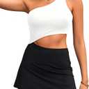 One Shoulder Swim Dress Women - Cutout Bathing Suit Dress 2025 Skirted Swimsuits (Small, Black and White)